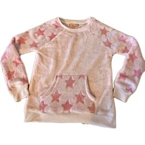BCBG Girls‎ Pink Star Fleece Top Long Sleeve Crewneck Pullover Size M 10/12